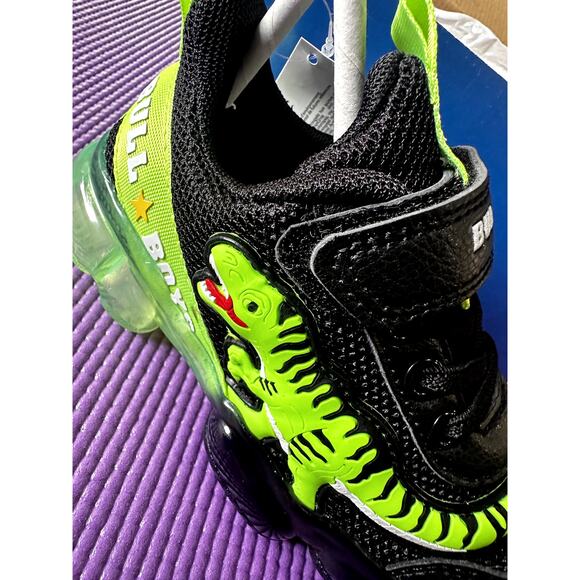 Bull Boys T-Rex Boy Sneakers Dinosaurs Size 9 US Black Green Light-Up Velcro NEW - Picture 12 of 12